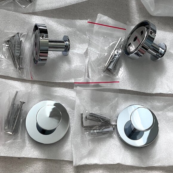 KRAUS Elie 4 Bathroom Robe and Towel Hooks Silver Polished Chrome Set Round Knob - Picture 5 of 6